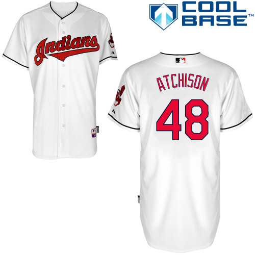 Scott Atchison #48 MLB Jersey-Cleveland Indians Men's Authentic Home White Cool Base Baseball Jersey